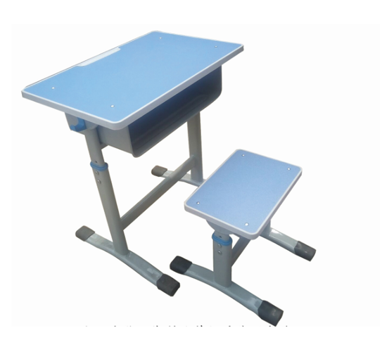 塑封邊單柱升降課桌凳